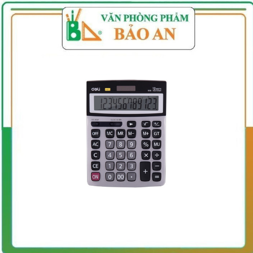 Máy tính Deli Kim loại 12 số, Bạc E1616