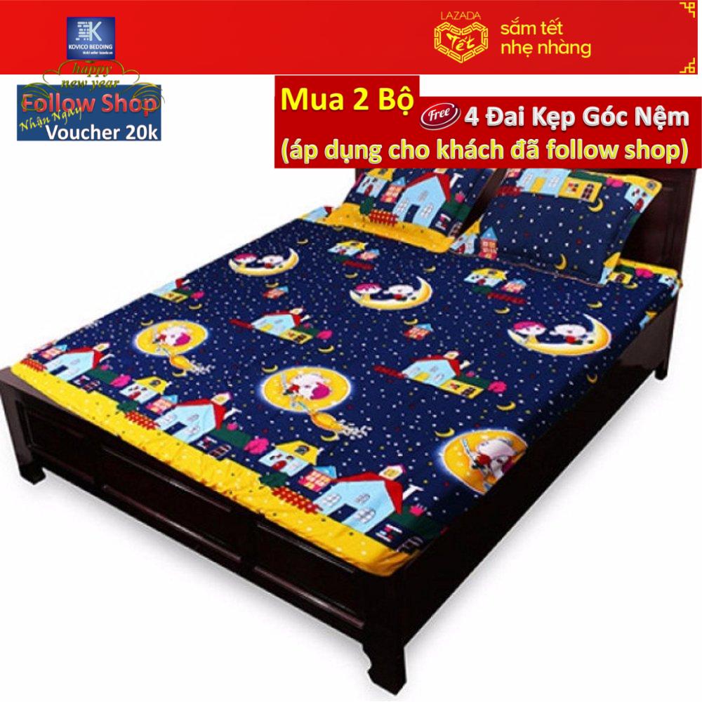 (FreeShip MAX) bộ ga chun 1m8x2m + 2 áo gối 45cmx65cm.