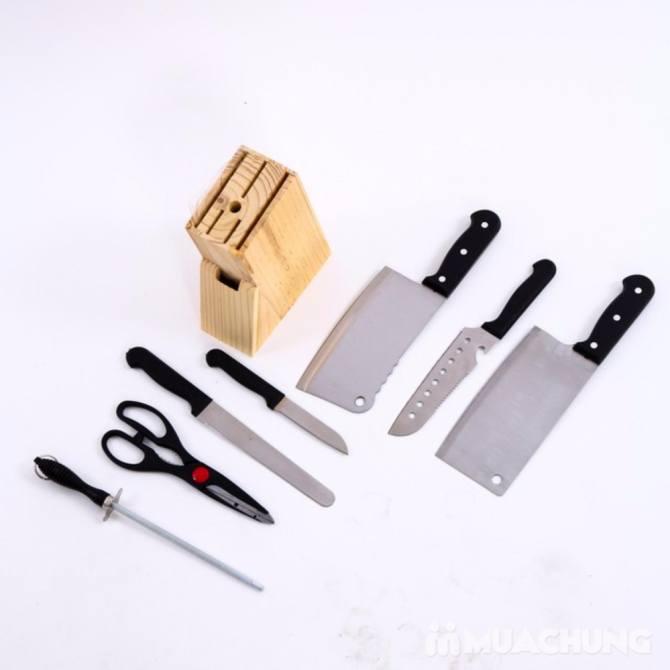 Bộ dao kéo 7 món làm bếp kèm kẹp gỗ