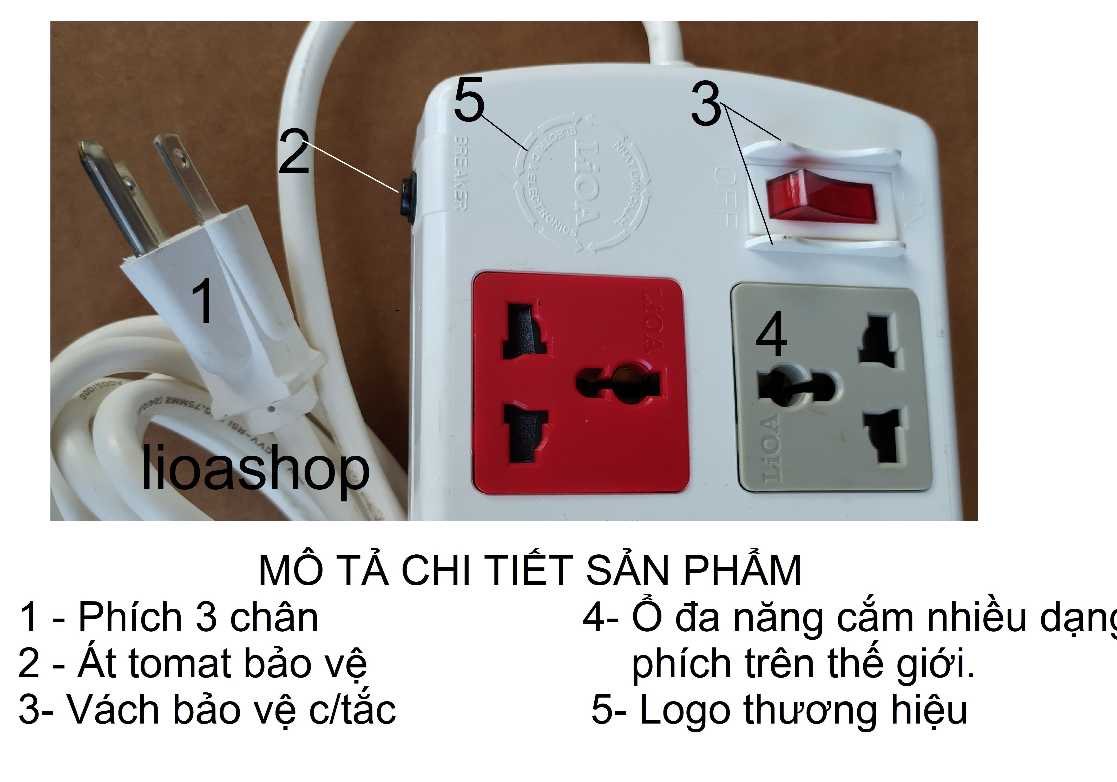 Ổ CẮM ĐIỆN LiOA 8 ĐA NĂNG CÓ DÂY TIẾP ĐẤT