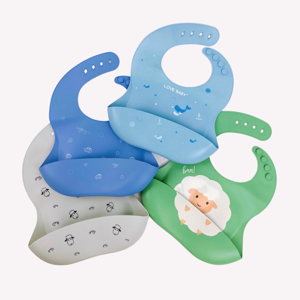 Yếm Ăn Dặm Silicone Có Máng Yếm Silicon Ăn Dặm Cho Bé