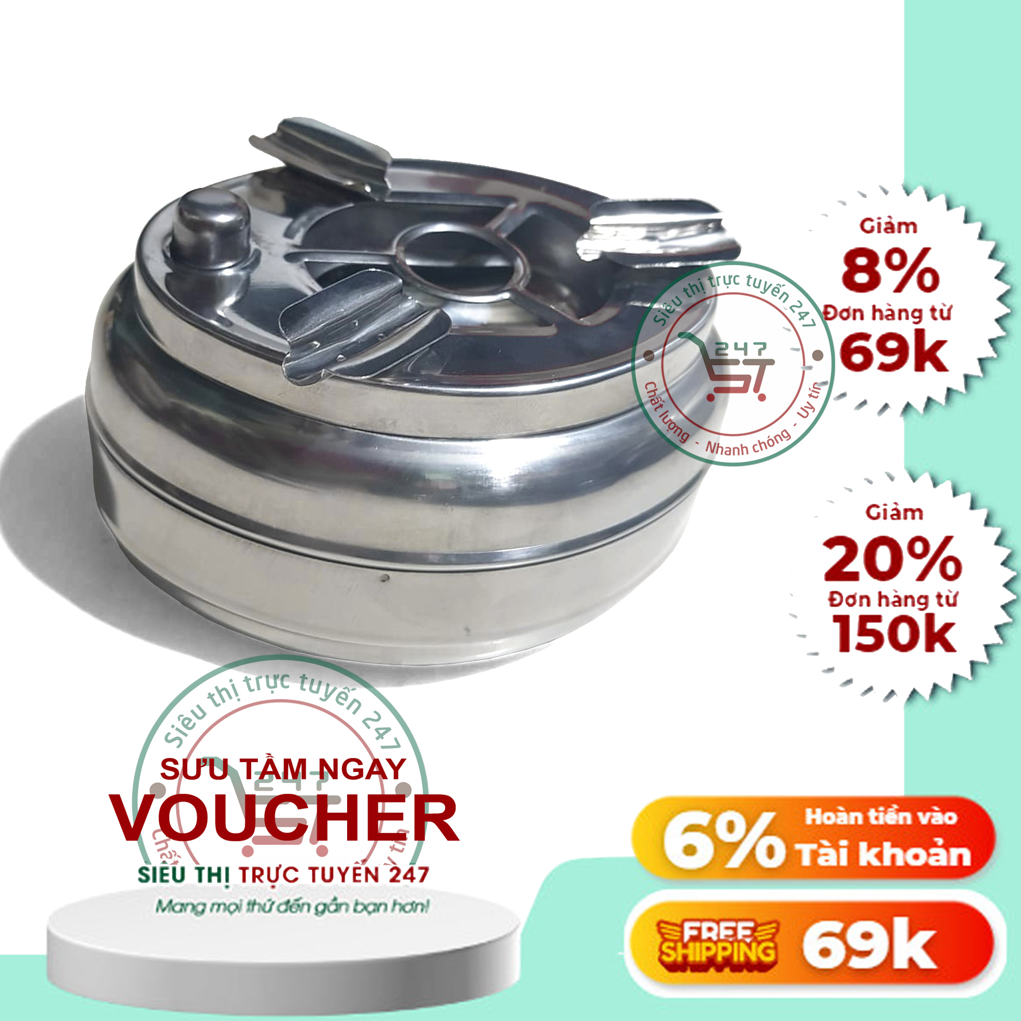 Gạt tàn thuốc lá bằng inox cao cấp với nhiều mẫu mã bền đẹp