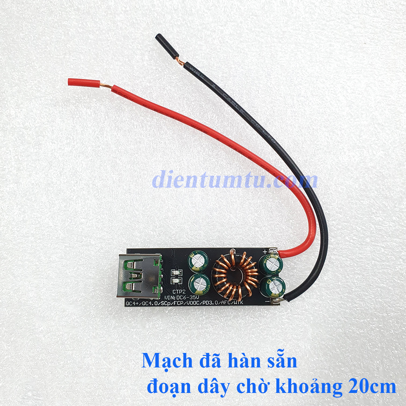 Mạch Sạc Nhanh Hỗ Trợ QC4.0 - PD3.0 - có Cổng USB Type-C (Mạch BUCK 6-35VDC ra cổng USB ,DIY chế sạc điện thoại)