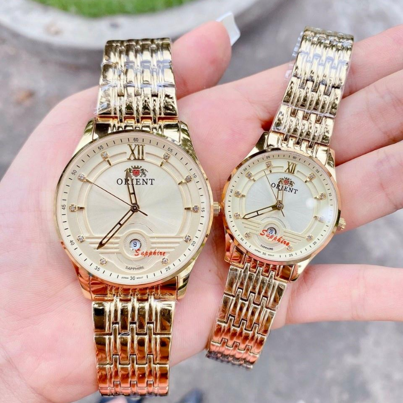 [HCM] watches double male Women's waterproof watches male strap metal 0rent OR2 size 40mmđồng watch women metal wire 0rent OR3 size 30mm fullbox-watches men sports watches double male female high cấpkiwi Blue