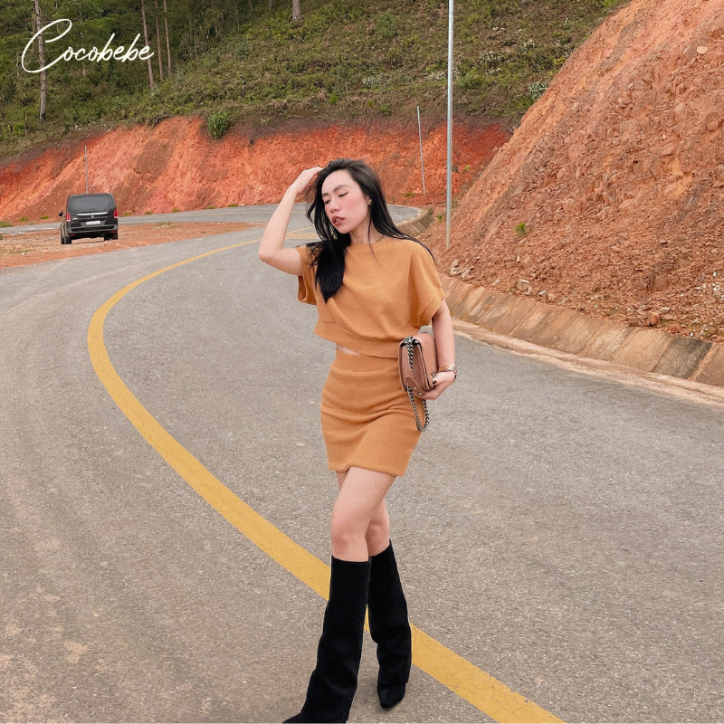 Set Chân Váy + Áo Croptop Thun Cocobebe 11656