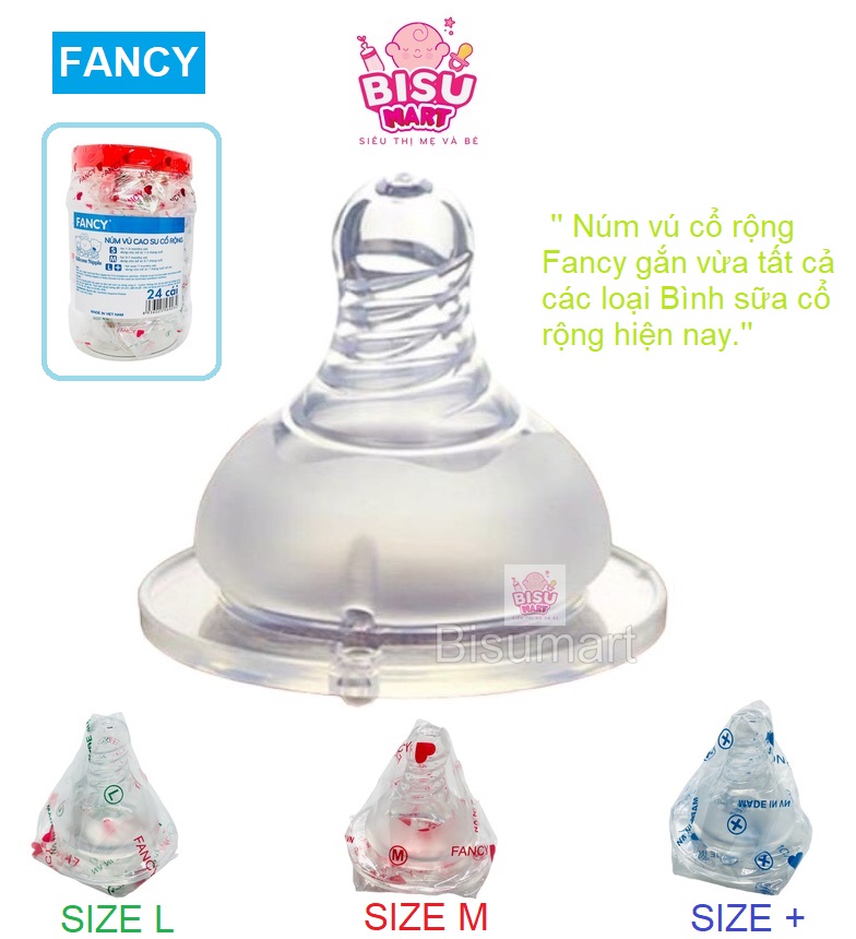 Núm vú silicon siêu mềm cổ rộng Kichilachi Size S, M, L, Y