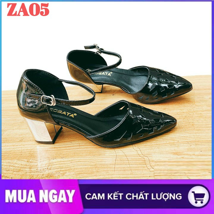 Giày sandal nữ cao gót đế cao 5cm hàng hiệu rosata màu đen za05
