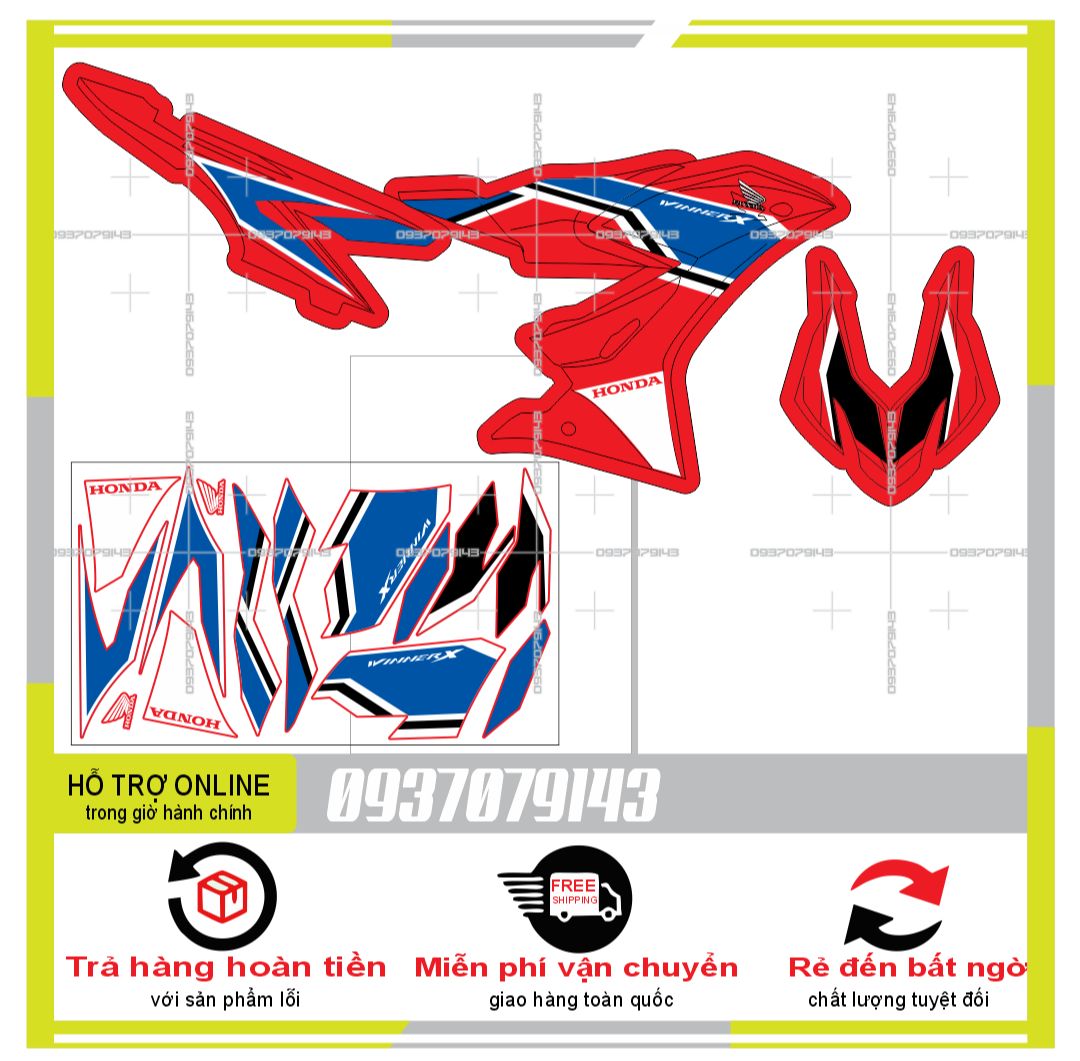 TEM RỜI WINNER X HRC DÁN XE ĐỎ