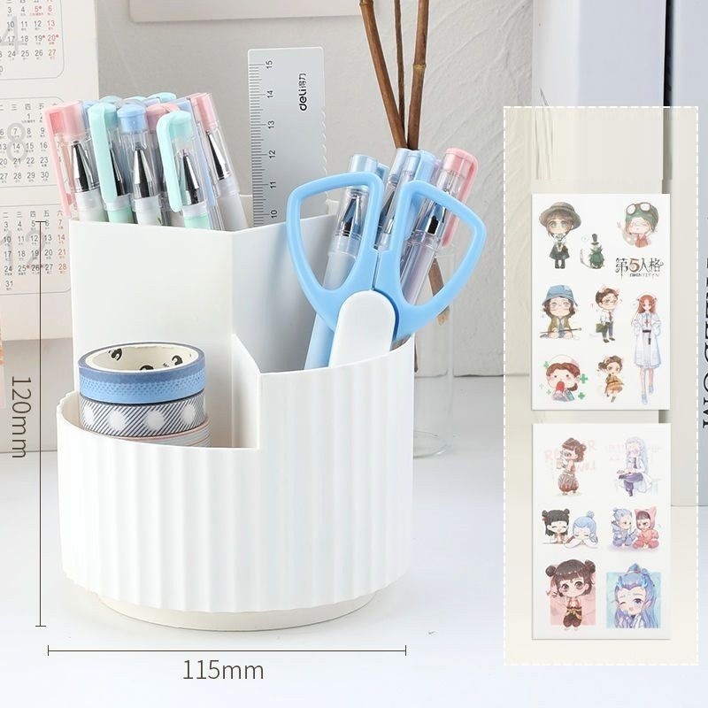 Ống cắm bút 3 ngăn xoay 360 cỡ lớn cực xinh LILA (Tặng kèm sticker) OB360