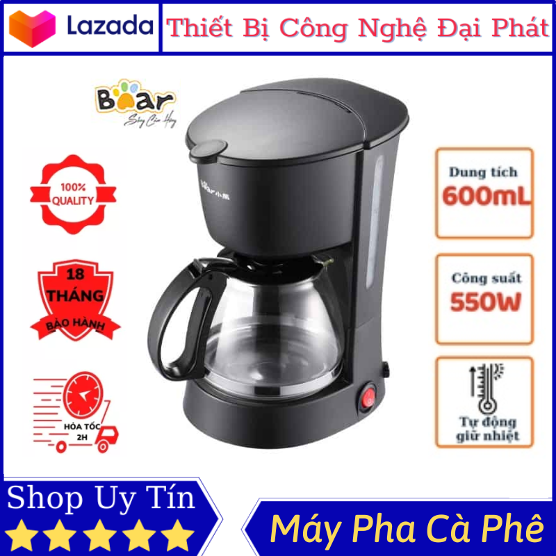 Máy pha cà phê đa năng bear cf b06v2 máy pha cafe mini dung tích 600ml thao tác đơn giản nhanh chóng
