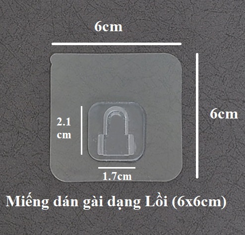 Bộ 2 Miếng dán GÀI DẠNG LỒI (TRONG) dạng gài 6x6cm