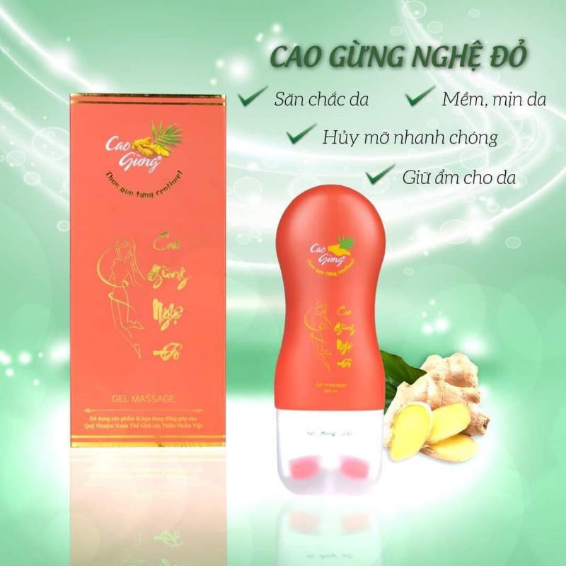 Thanh Lăn Cao Gừng Nghệ Đỏ Tan Mỡ Thừa (180ml)