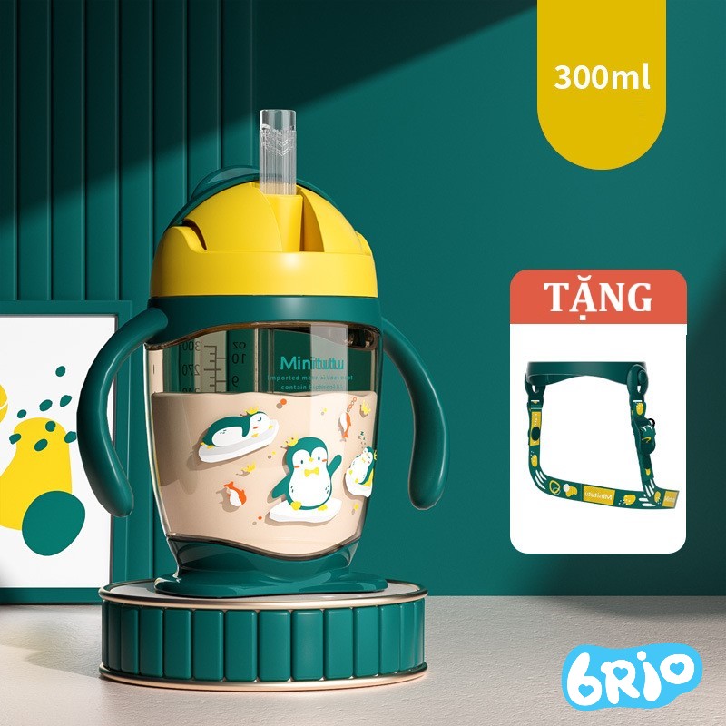 Bình nước 300ml hãng minitutu chim cánh cụt cho bé tập hút nước - an toàn cho trẻ em- không chứa bpa