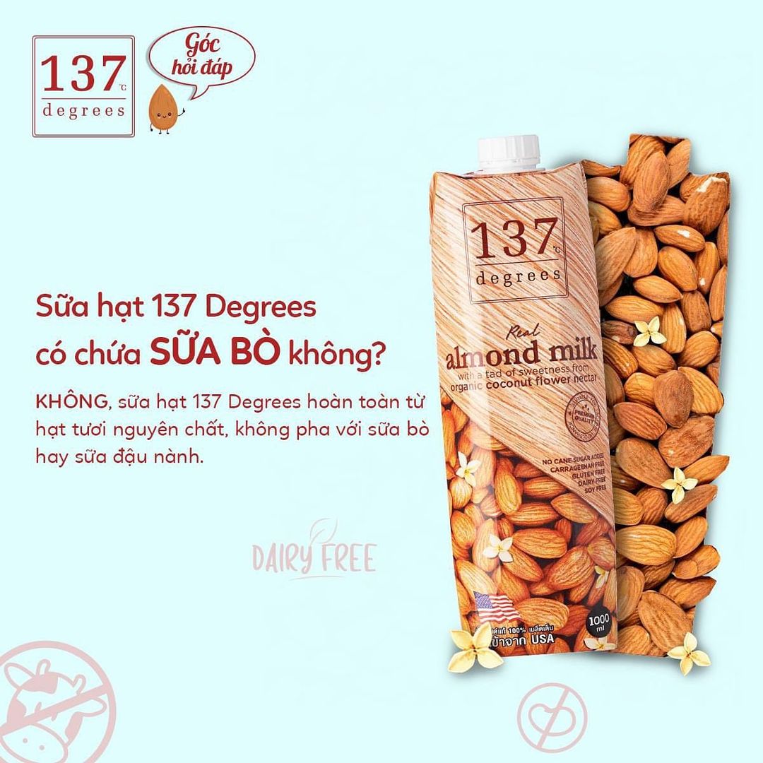 137 Degrees Thai Pure Almond Milk - No Sugar, No Cow's Milk, No Soy (1000ML)