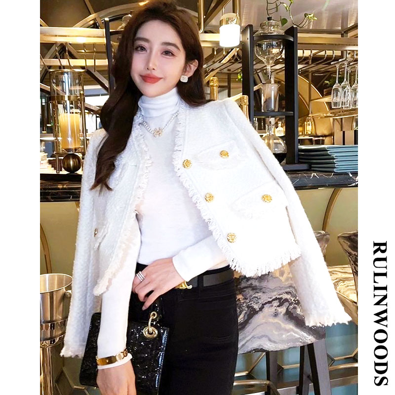 DSRULINWOODS Áo khoác màu trắng nữ áo khoác jacket thời trang thời trang Hàn Quốc Áo khoác jacket thời trang S310