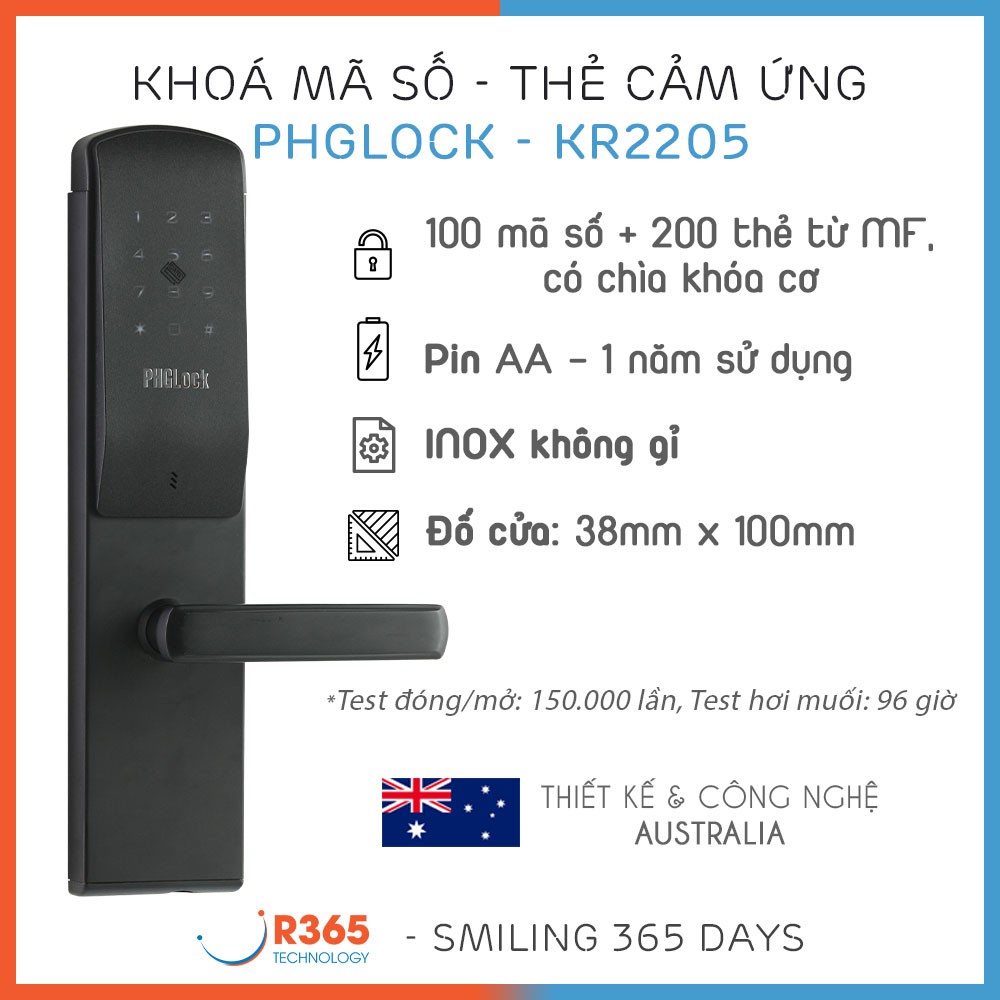 [HCM]KHÓA ĐIỆN TỬ PHGLOCK KR2205S
