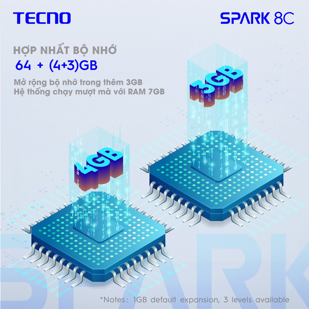 Điện thoại thông minh TECNO Spark 8C (4GB/64GB) - RAM tùy biến mở rộng tới 7GB (4+3) | Pin 5000 mAh | 6.6" HD+ 90Hz - Bảo hành chính hãng 13 tháng