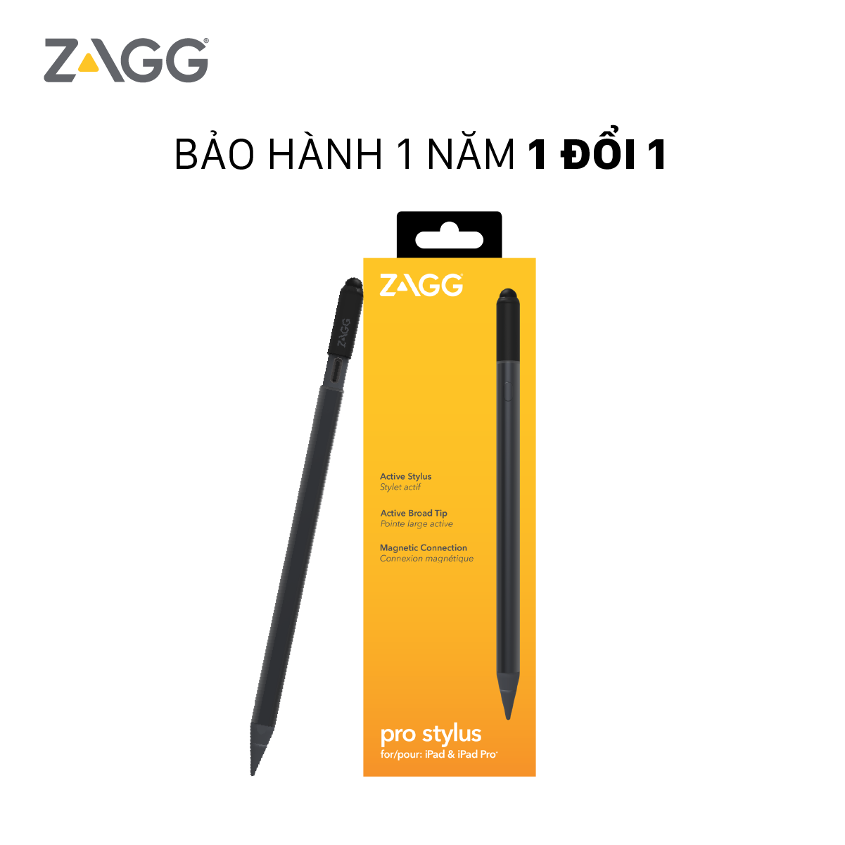 Bút cảm ứng ZAGG-Pro Stylus Pencil dành cho các dòng iPad Air/Pro từ 2018