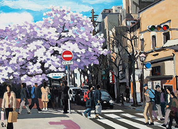 Tranh phong cảnh đường phố thành phố Hồ Chí Minh kèm khung tranh 290