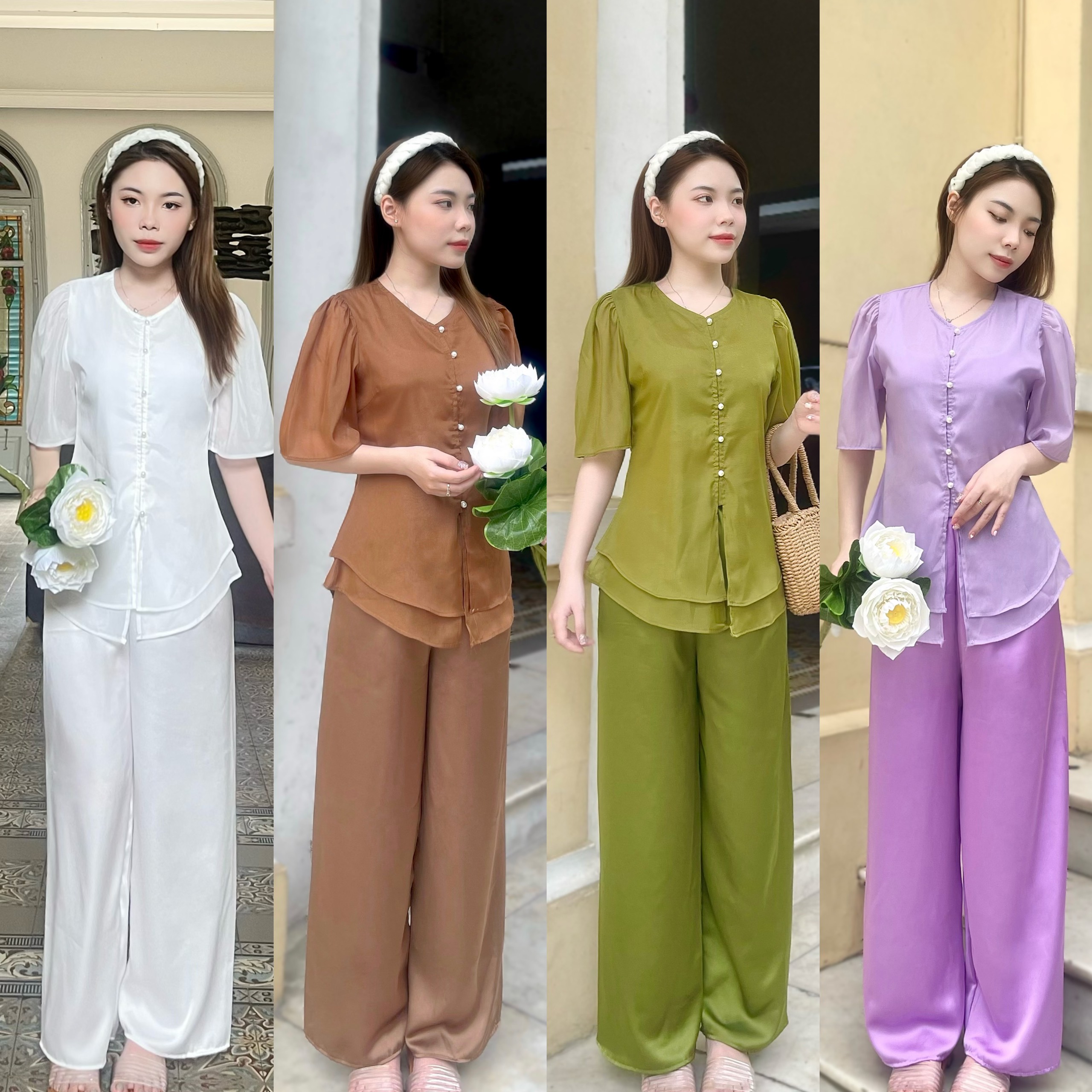 [ Đồ lam đi chùa] Mẫu chất voan 2 lớp V1