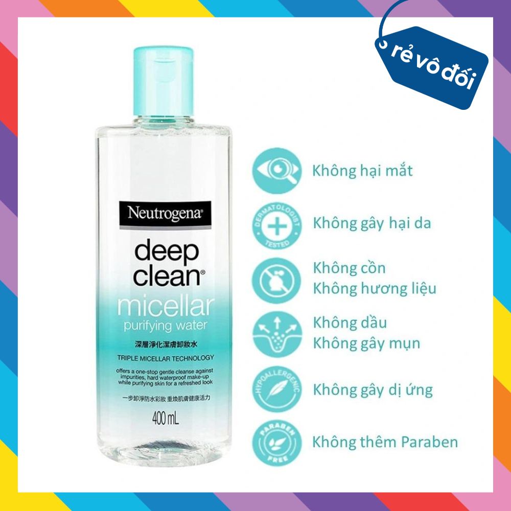 Combo Neutrogena Làm Sạch và Cân Bằng Da (Tẩy Trang Neutrogena 400ml & Nước Hoa Hồng Neutrogena 150ml)