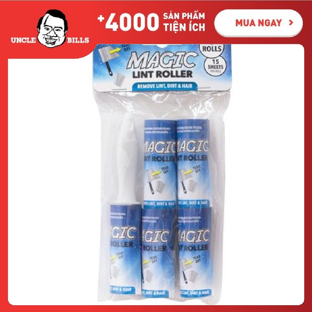 Bộ 5 Cuộn Lăn Bụi Quần Áo Đa Năng Uncle Bills BL0095 (Mỗi Cuộn 7.5 x 8.5cm)