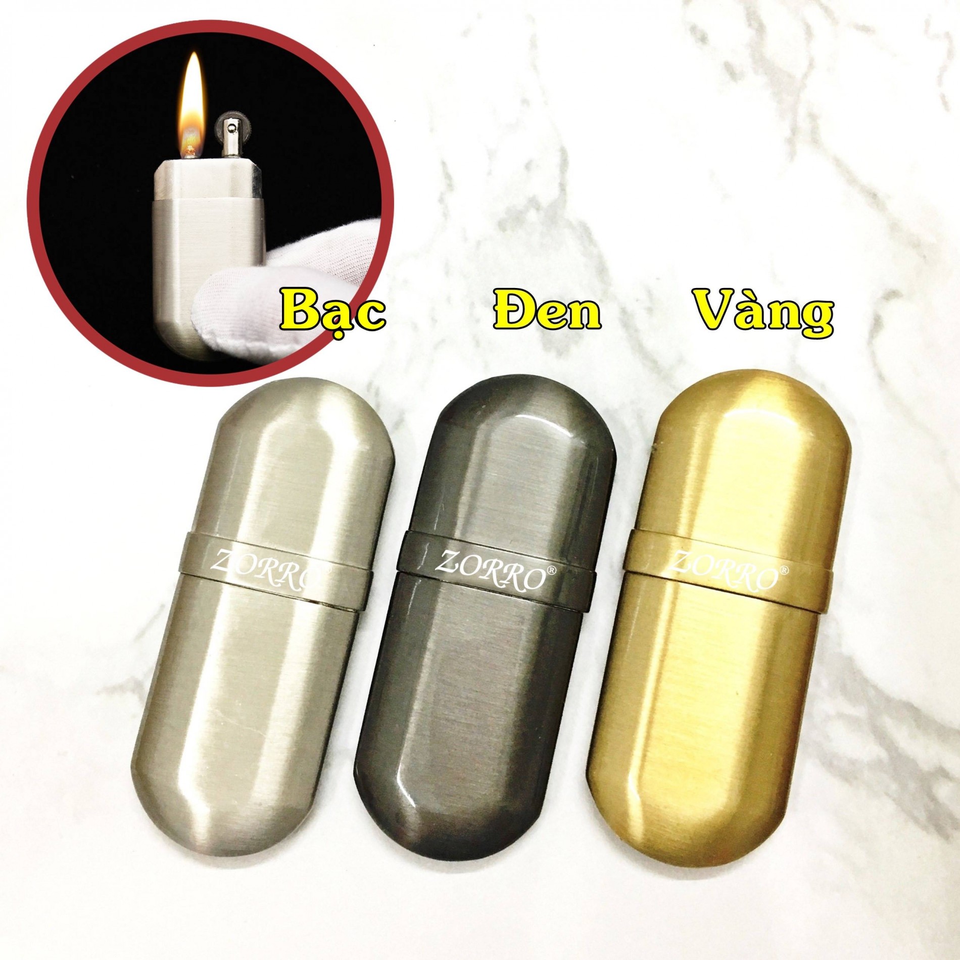 bật lửa zô rô 1 bánh xe cổ - xài xăng