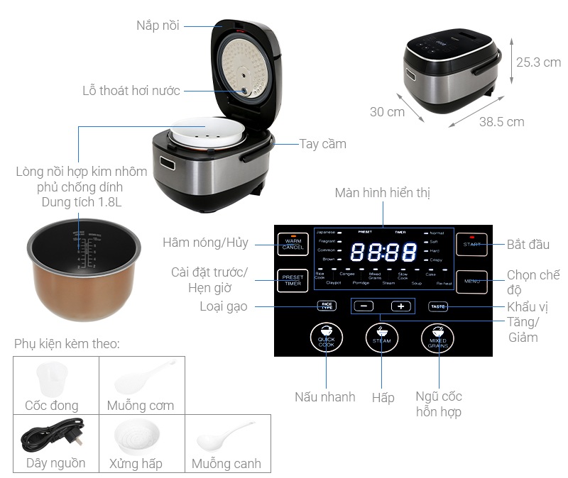 Nồi cơm điện cao tần Sharp 1.8 lít KS-IH191V-BK/GL