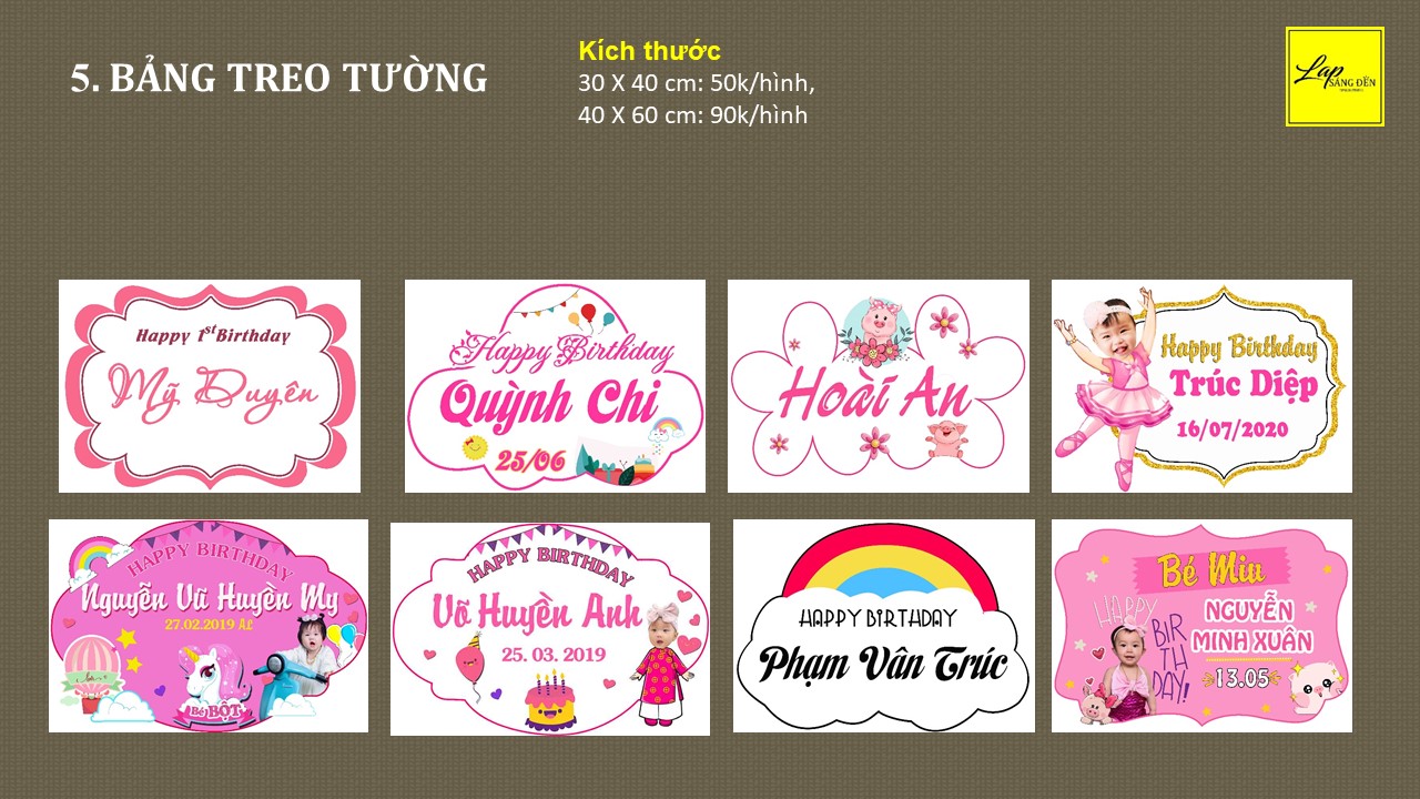 Nhận Đặt gấpBảng treo tường trang trí sinh nhật chibi cho bé