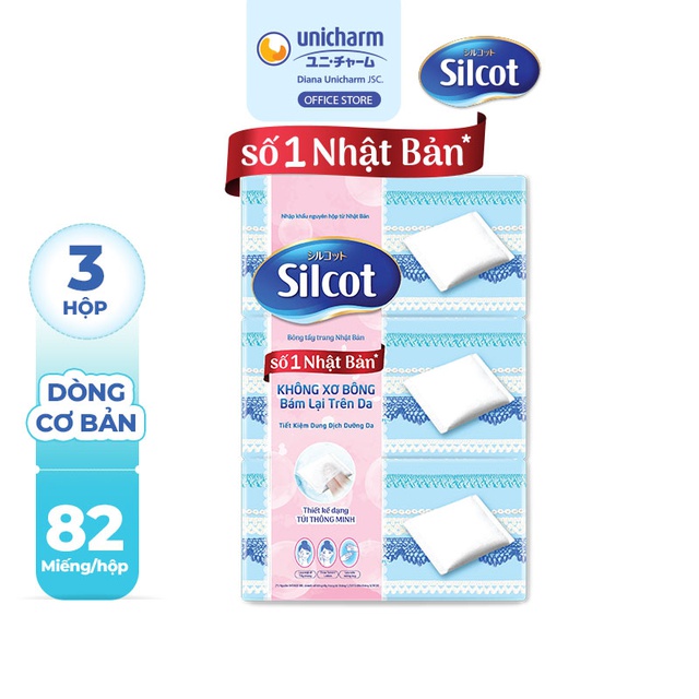 (Giá tốt) Bông trang điểm (bông tẩy trang) Silcot 82 miếng/hộp Combo 4