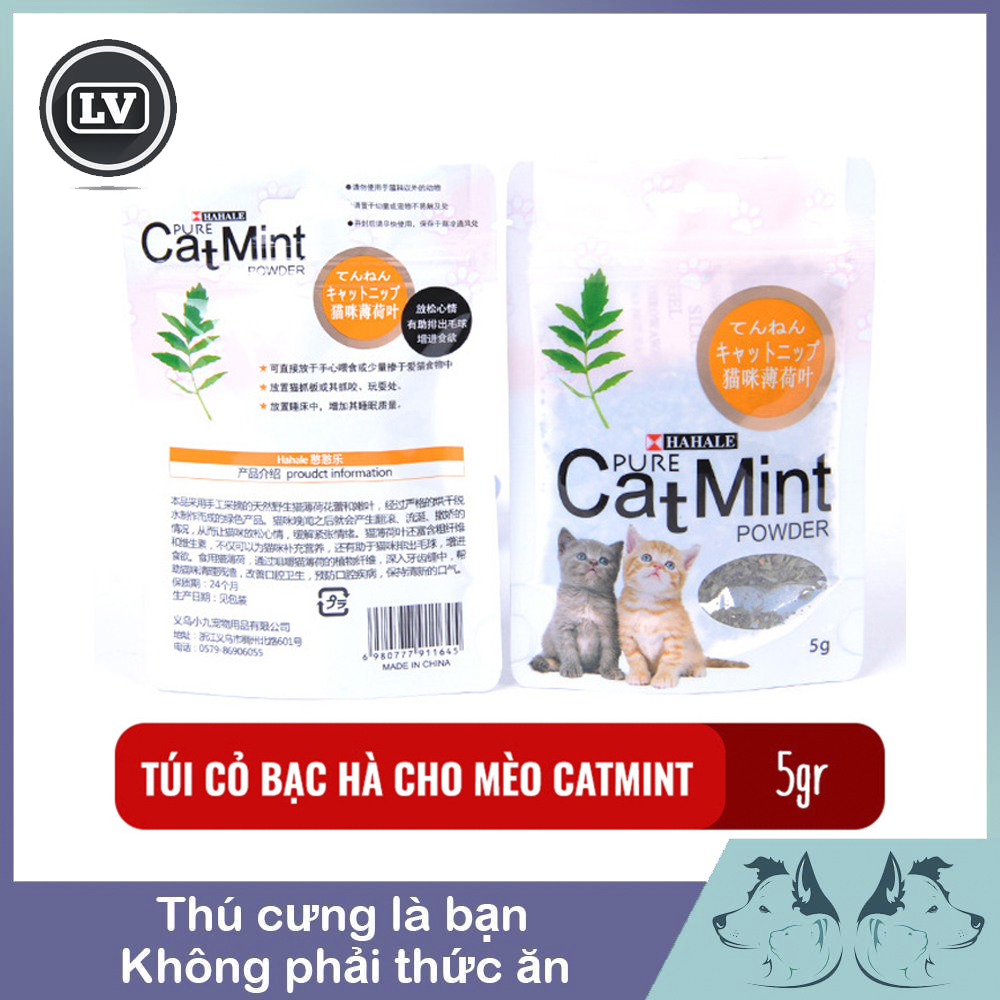 Túi catnip cho mèo, cỏ mèo, bạc hà mèo Catmint 5gr