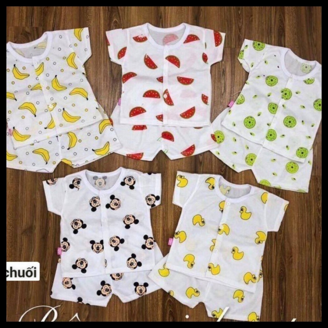 Set 5 bộ cotton cộc khuy chuối 3 đên 14kg