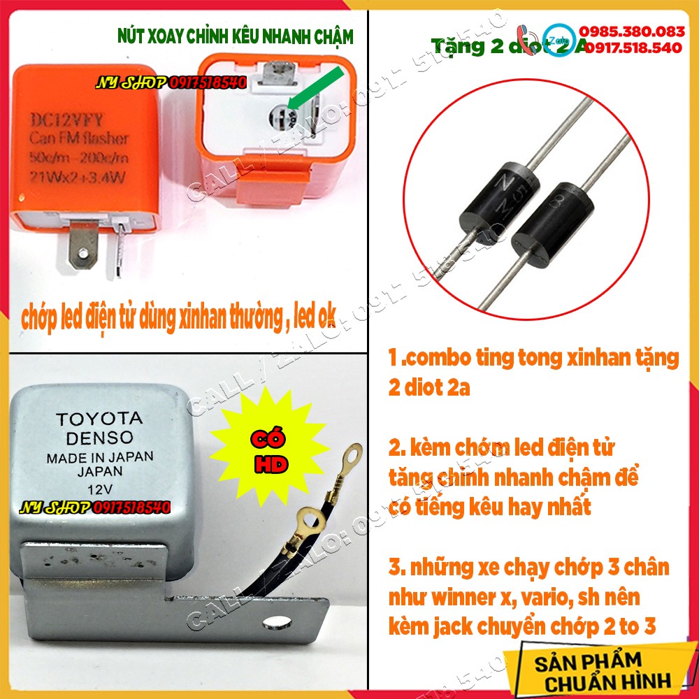 COMBO CỤC BÁO XINHAN TING TONG KÈM CHỚP LED TĂNG CHỈNH KÊU NHANH CHẬM ( CÓ COMBO CHO WINNER X VARIO SH VIỆT CB 150)