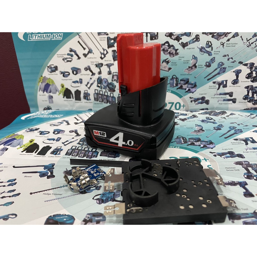 Vỏ mạch pin Milwaukee 12V 6 cell Li-ion( Tem đáy giống zin). BN.
