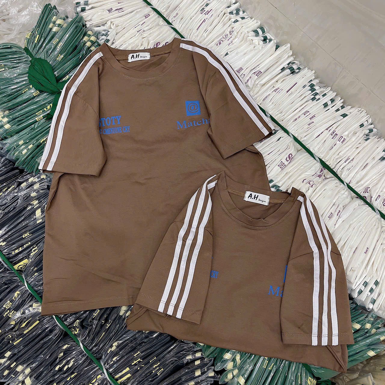 Áo thun cotton Thái nữ dáng vừa phối sọc tay ( Mã THÁI @ )