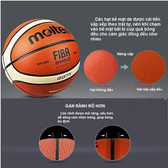 BÓNG RỔ MOLTEN PU Size 5-6-7 - { tặng kèm kim và lưới đựng bóng}