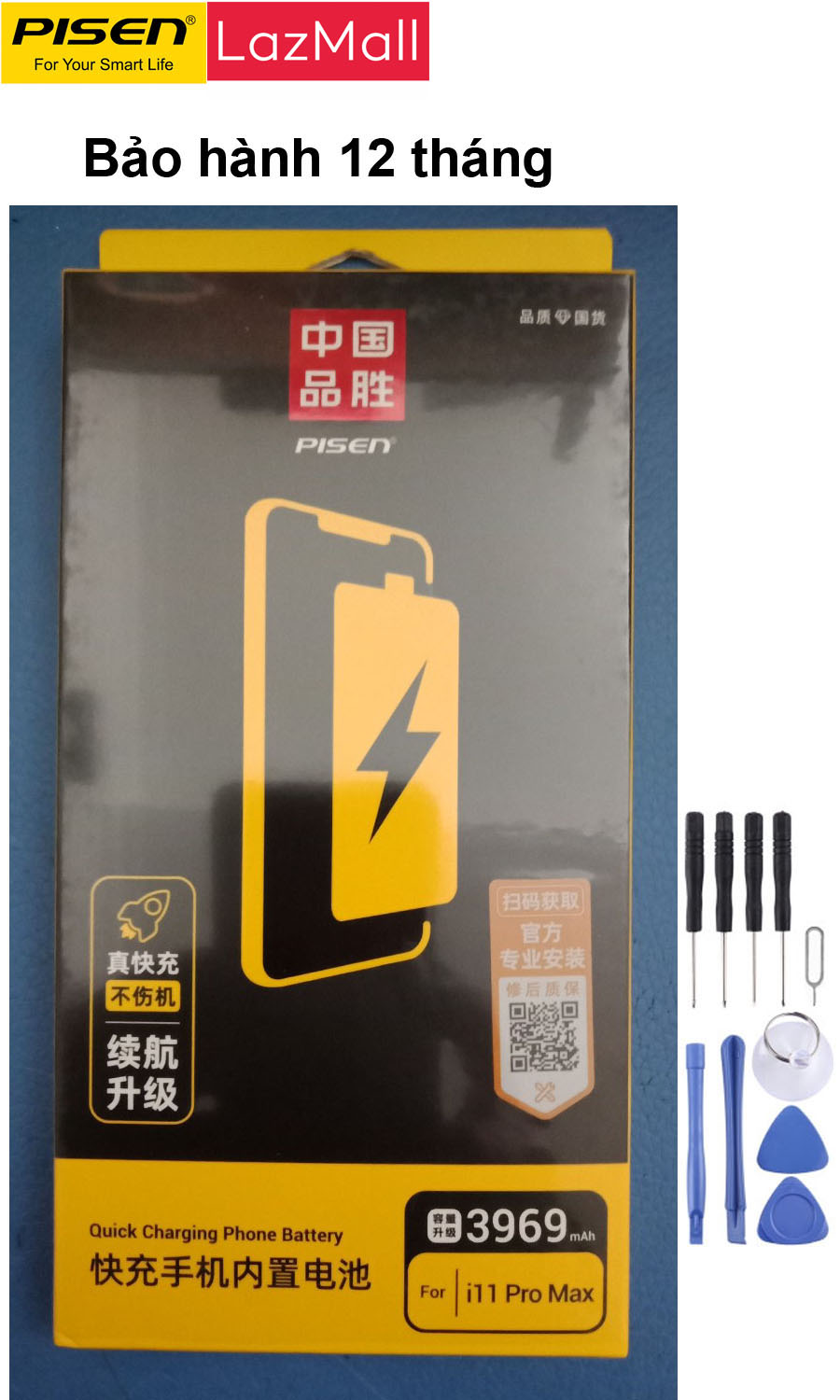 Pin pisen cho điện thoại ip 11, ip 11 pro, ip 11 pro max. bảo hành 1 năm, đổi mới, tặng bộ công cụ tháo lắp