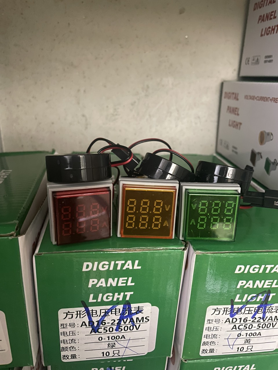 Đèn Báo Vuông Hiển Thị Volt, Ampe, 220V, 100A.