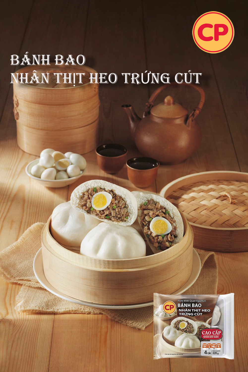 CP Bánh bao nhân thịt heo trứng cút - 320g