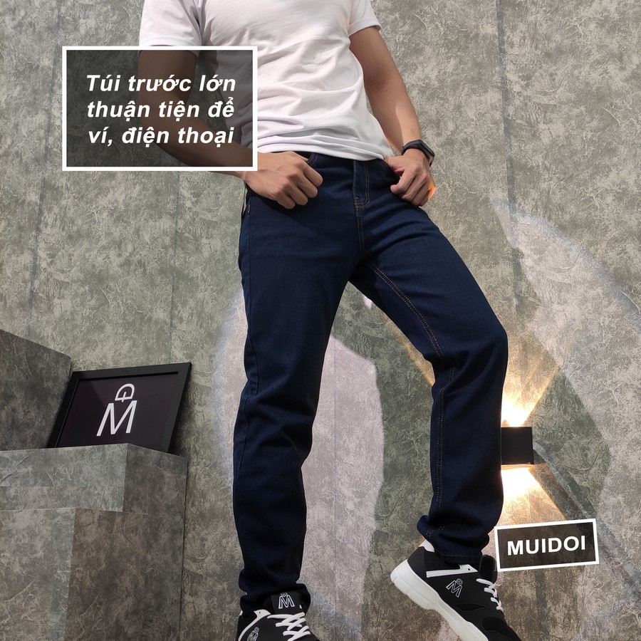 [HCM]Quần jeans nam ống rộng Muidoi Q61 dáng suông trơn nhiều màu