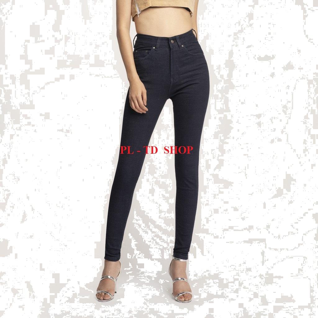quần jean nữ lưng cao đen trơn 014 as