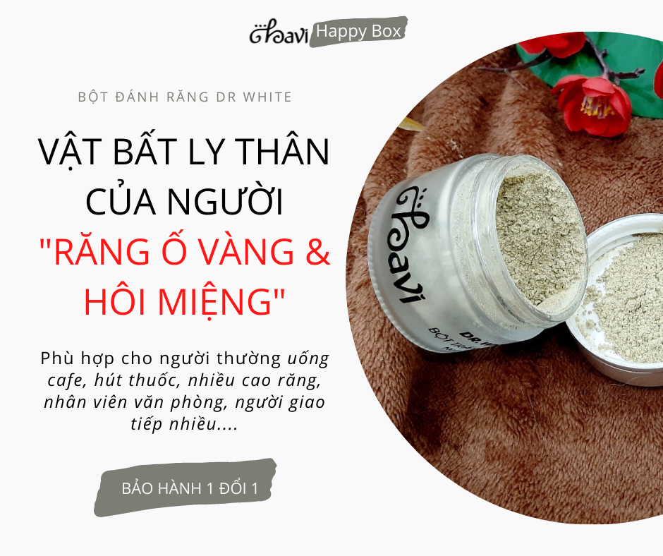 Bột đánh răng DR WHITE làm trắng hết hôi miệng