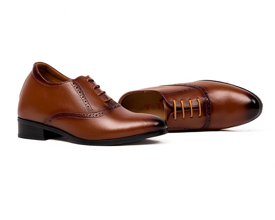 [8cm] shoes height increasing Men T&TRA S1034 Brown