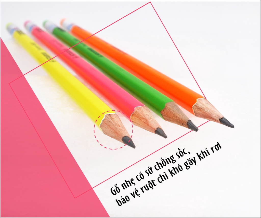 Bút chì gỗ STABILO Swano 4907-HB ( neon, có tẩy)