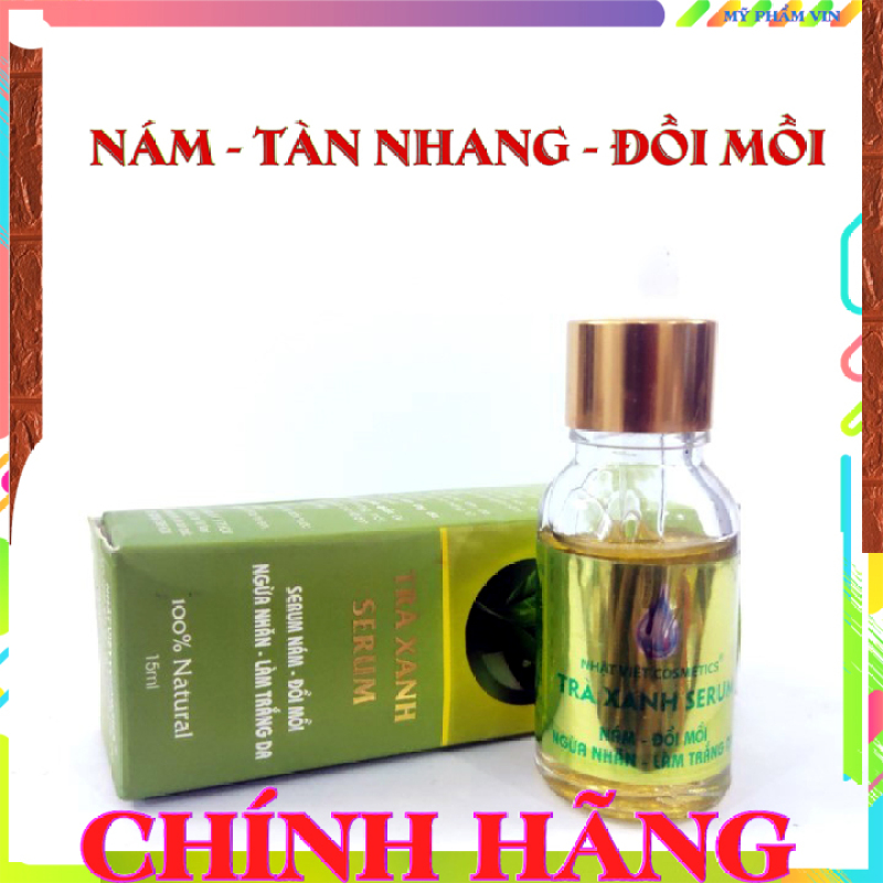 Serum nám - Đồi mồi - Ngừa nhăn - Làm trắng da Trà Xanh Nhật Việt 15ml (Xanh - Vàng)