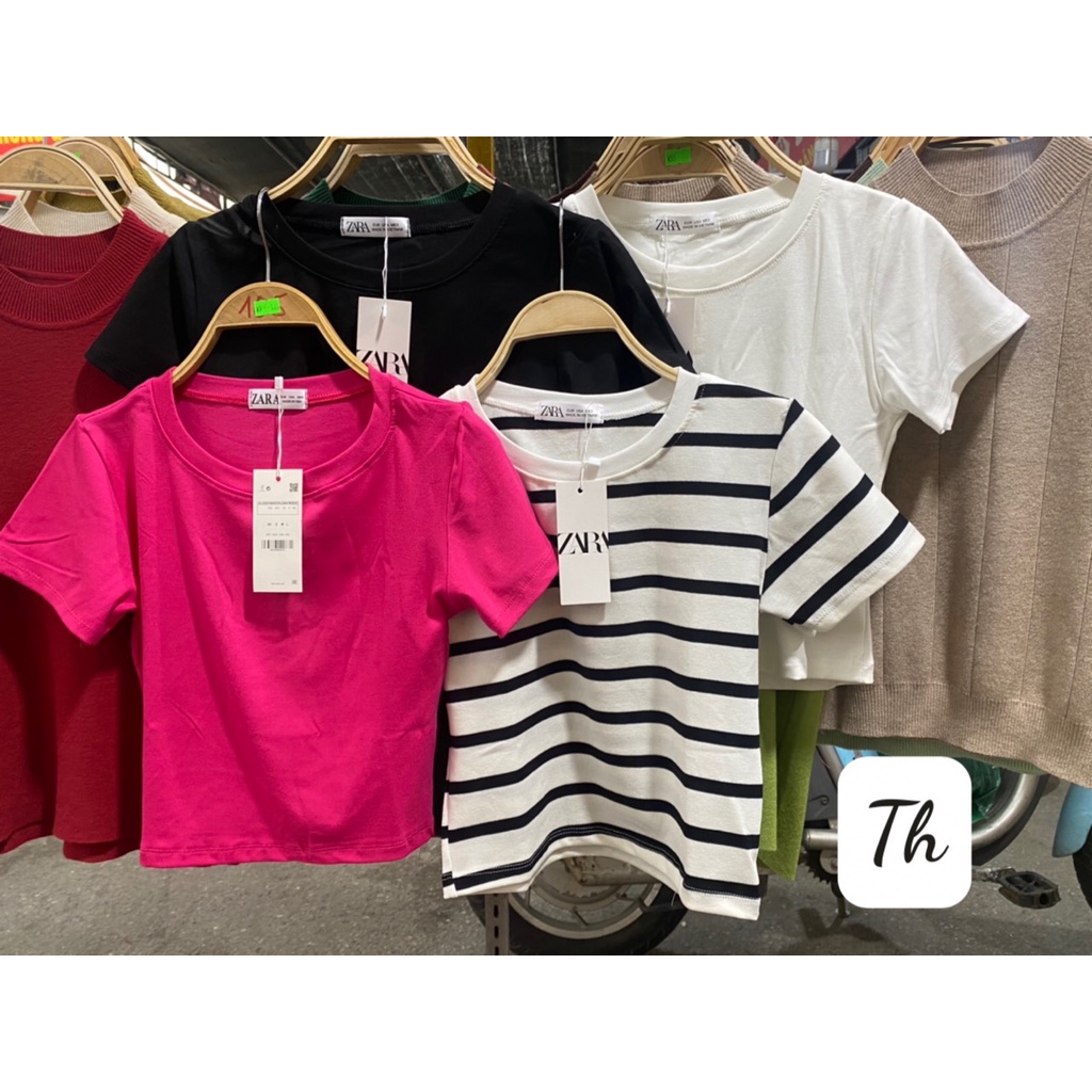 Áo phông croptop cổ tròn chất zip 4 màu siêu chất
