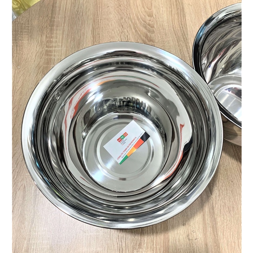 Thố (thau) trộn bột INOX cao cấp - hình bầu - nhiều size
