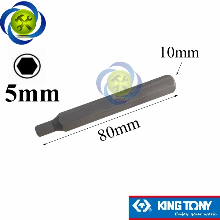 Mũi vít đóng lục giác 5mm kingtony 168005h thân 10mm dài 80mm
