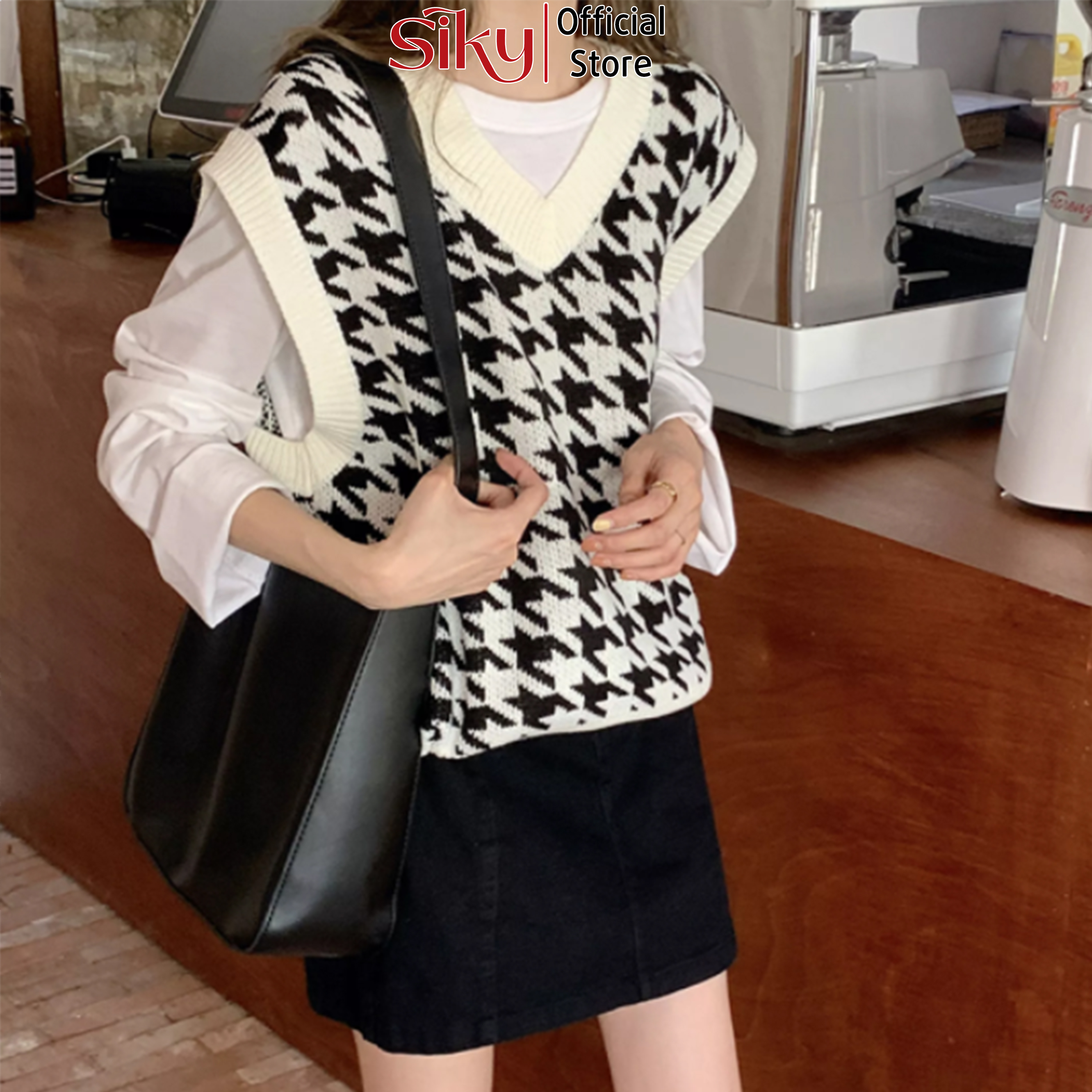 Áo gile nữ SIKY chất len dày họa tiết - GL07
