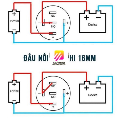Nút nhấn nguồn 12mm , nút nhấn giữ có đèn LED 5 - 24VDC